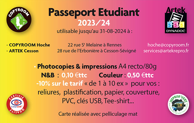Le "Passeport Etudiant" 2023/24 est disponible !