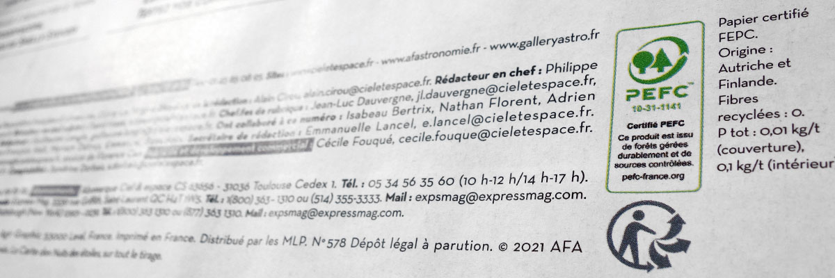 Exemple de mentions légales sur un magazine imprimé...