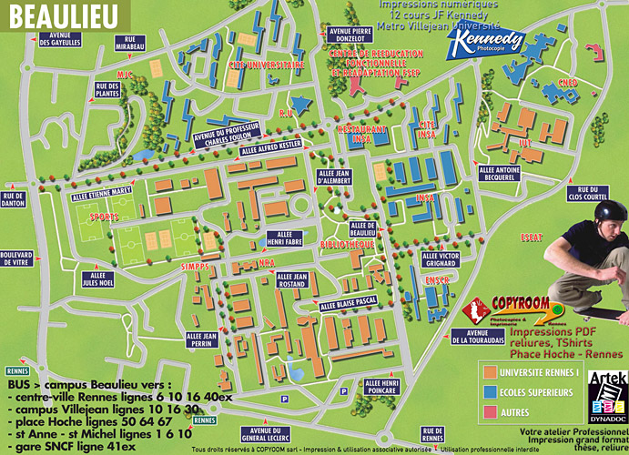 Plan du Campus de Beaulieu de Rennes 1