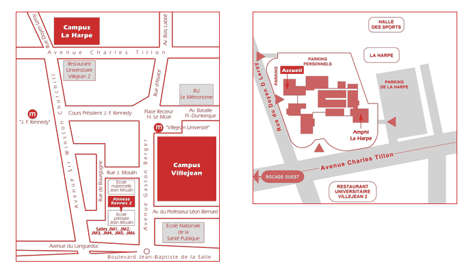 Plan du Campus de Villejean / La Harpe de Rennes