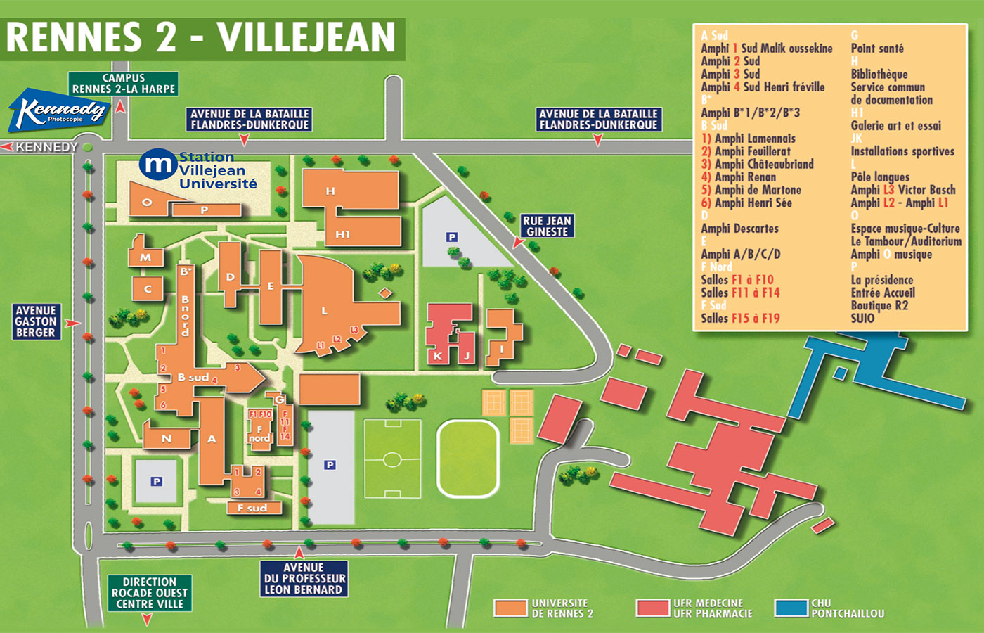 Plan du Campus de Villejean de Rennes